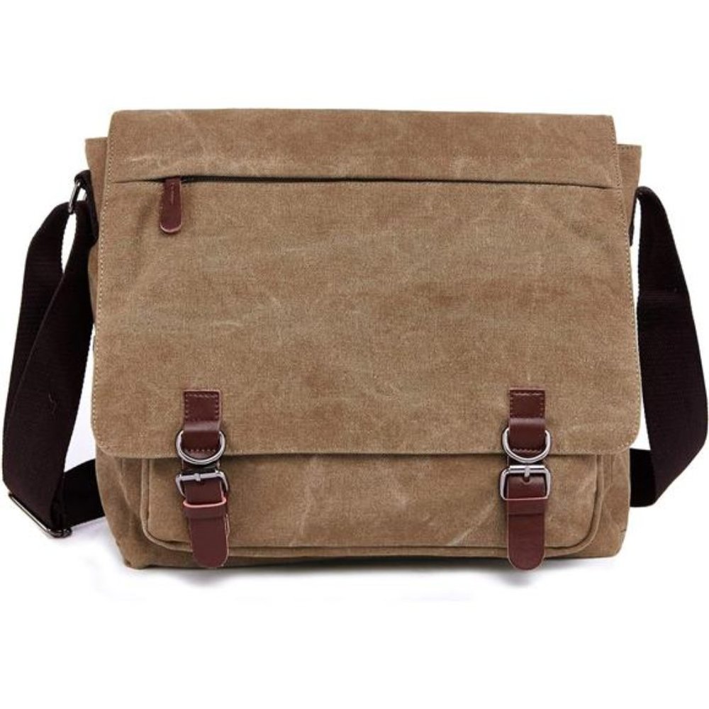 Canvas Messenger Bag for Men Women Travel Satchel Shoulder bag 15.6 Inch Laptop